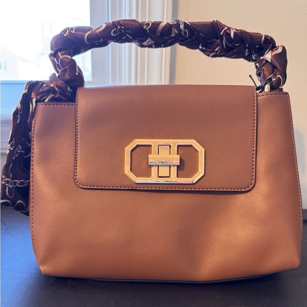 Nichole Miller Twist Lock & Scarf Hobo “Twilly” Bag, Brown, NWT